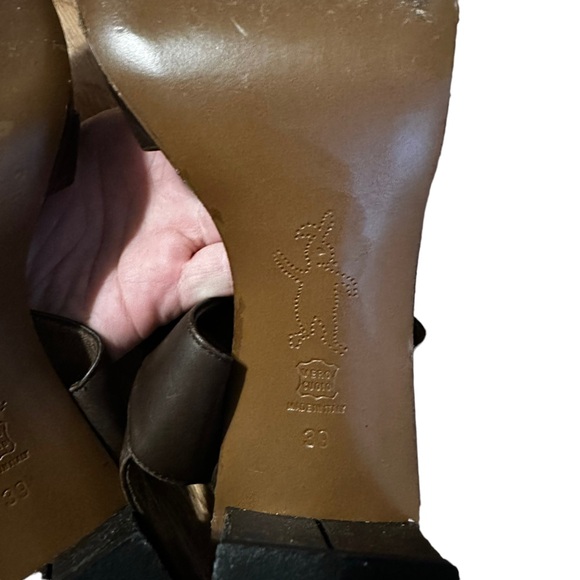 Marni Brown Leather Square Toe Chunky Heel Size 39 - Picture 5 of 7